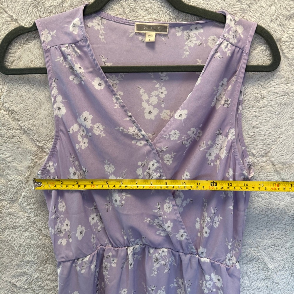 Pleione Lavendar Lilac Purple Ditsy Floral Faux Wrap Peplum Blouse S Career - Picture 4 of 9